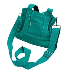 Urban Outfitters BDG Mini Crossbody Canvas Tote Bag Green/White Stitch