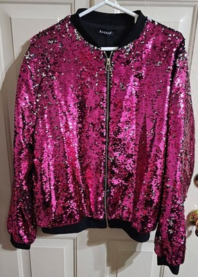New w/tags Flip-Sequin Reverse Design Bomber Jacket, Disco Party Plus-size 3X