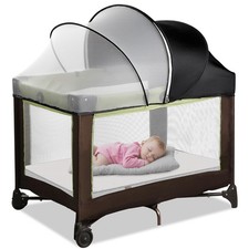 Pack N Play Tent Cover Bassinet Canopy - Half-Blackout Breathable Mosquito ...