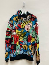 Size L White/Black Multi Color Hooded Men's Sweatshirt