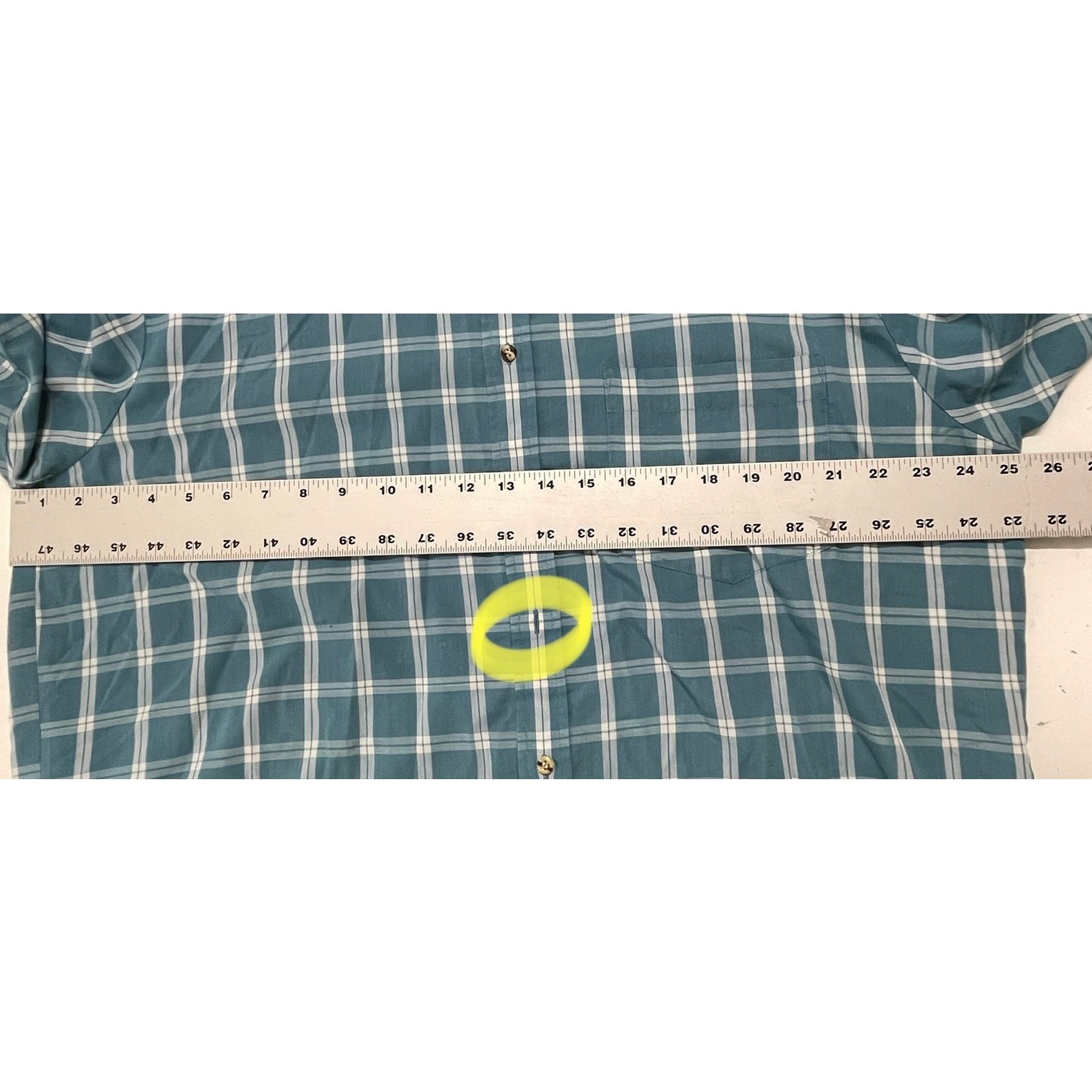 FILA Camicia uomo Savile Row con bottoni XL blu bianca a quadri maniche lunghe MANCA UN BOTTONE