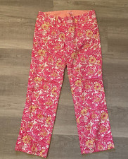 Vintage Y2K Lilly Pulitzer Pink  Yellow Floral Fish Print Pants Sz 6