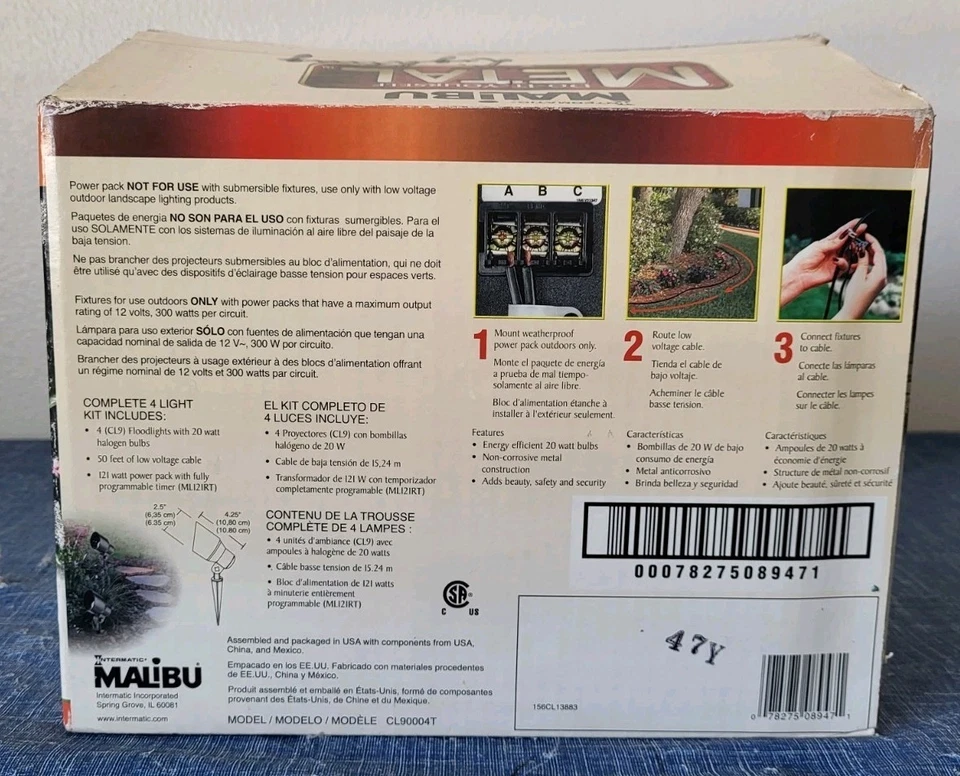 Intermatic • Malibu • Outdoor Metal/Halogen Landscape Floodlight Kit • CL90004T - Image 4 of 4