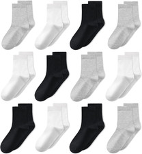Kids Socks 12 Pairs Boys Girls Athletic Crew Ankle Socks for Children for Ages 1