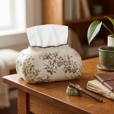 Vintage Floral Ceramic Tissue Box Cover Chinoiserie Decorative Tissue Holder ...