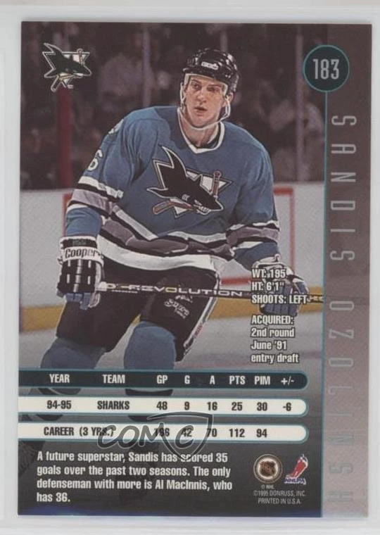 1995-96 Leaf Sandis Ozolinsh #183 - Image 2 of 2