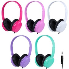 5 Pack Classroom Headphones Bulk Kids Student K12 Wired PC Chrome Book GS30