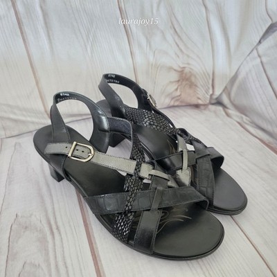 Munro Kara Black Leather Strappy Heels Sandals 2.5 Inch Womens 9