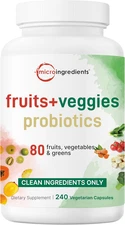 Fruit and Veggies Supplement with Probiotics, 240 Vegetarian Capsules | 80+ Supe
