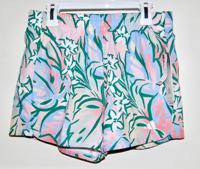 NWT adidas Girl's Multicolor Pastel Floral Print Lined Athletic Shorts sz M