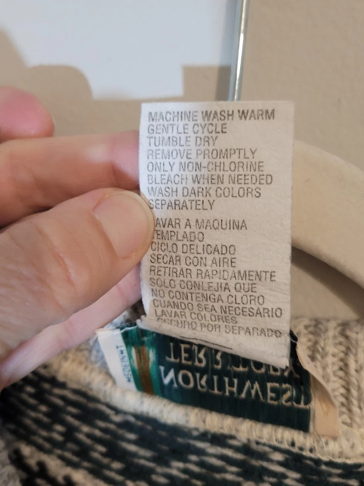 Suéter Tejido Grueso Vintage Territorio del Noroeste Años 90 Hecho en Algodón EE. UU. Abuelo M Foto 3 de 4