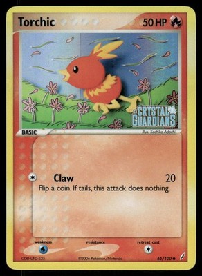 Pokemon Karten Torchic 65/100 Reverse Holo STAMPED Crystal Guardians Common LP