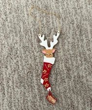 EMGEE  REINDEER IN STOCKING HAWAII CHRISTMAS ORNAMENT ALOHA-MELE KALIKIMAKA