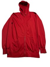 Vintage 1970S Red Thermal Line Zip Up Hoodie Size Xl 70s Vtg