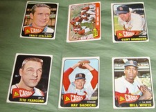 1965 Topps BASEBALL Lot 6 Different ST. LOUIS CARDINALS -64 WORLD SERIES-WHITE
