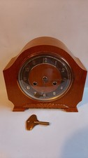 British Bentima Mantel Clock with Perivale Platform Movement Working Golden Oak
