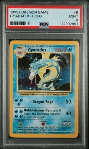 1999 POKEMON BASE SET UNLIMITED #6 GYARADOS-HOLO PSA 9