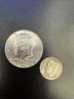 Silver Coin Lot (1) 40% 1969 Kennedy Half Dollar & (1) 90% 1956 Roosevelt Dime
