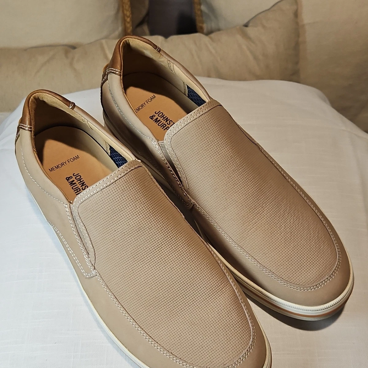 Chaussures Johnston & Murphy Homme - Marron, Cuir Souple, Slip-on - Pointure 8.5 M