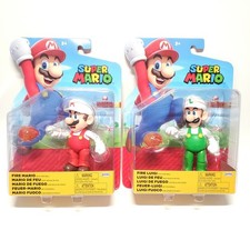 NEW 2024 JAKKS Pacific World of Nintendo Figure Bundle: FIRE MARIO & FIRE LUIGI
