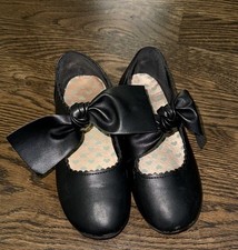 Girls Black Bow Ballet Shoes Size 12 Worn Once