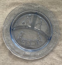 VINTAGE Nursery RHYM Tiara BLUE Depression GLASS Divided CHILD  S Plate