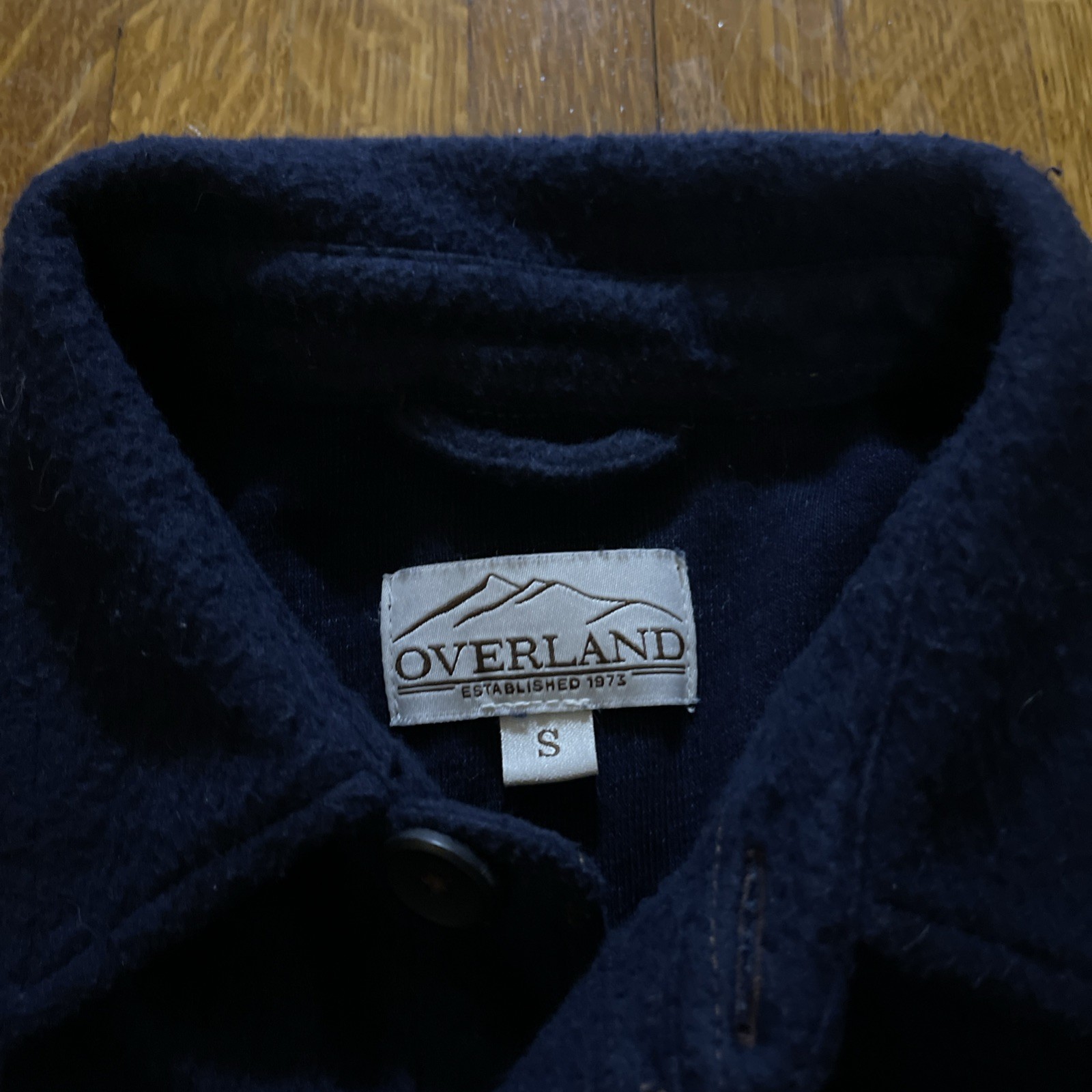Overland Mount Evans Brushed Cotton Flannel Overshirt Shacket Navy Blue Button S