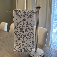  White Wood Beaded Towel Holder, 16.5" x 9" 