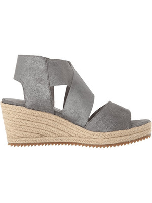 Eileen Fisher Willow 3 Espadrille Gray Leather Crossover Wedge Comfort Sandals S
