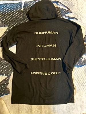 Rick Owens Strobe FW22 Black Knit Pullover Hoodie Logo Graphic Print Men M