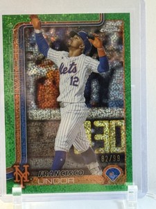 2025 Topps Chrome - Image Variation Francisco Lindor #170 Green Speckle /99