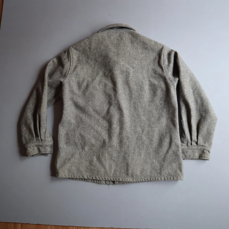 Vintage 1950s Woolrich Shirt Jacket Shacket Gray Medium - Image 3 of 4