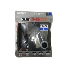 32 Degrees Heat Women's Base Layer Pant Long Johns 2Pk Black Large Keep Warm