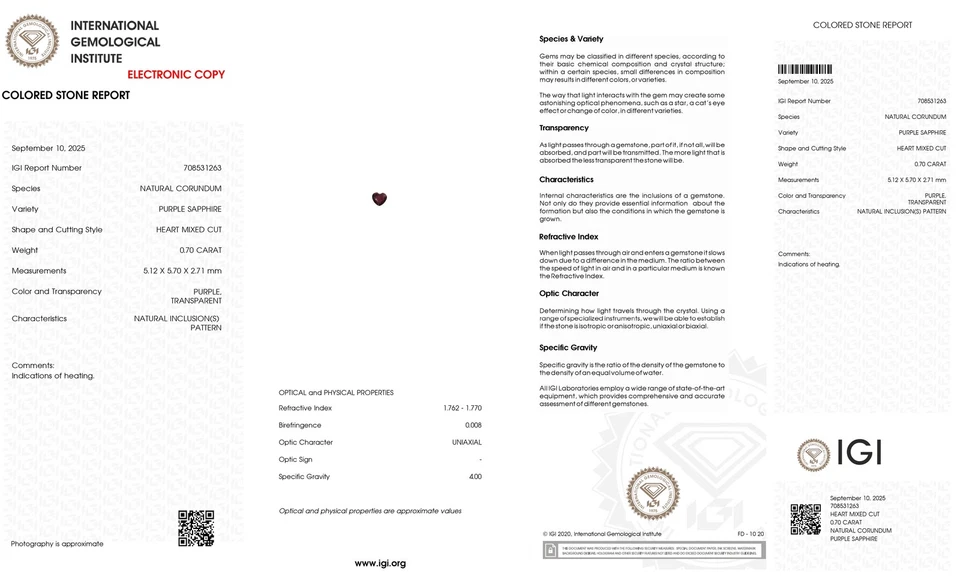 0.70Ct IGI Certified Extreme Perfect Heart 100% Natural Red Mozambique RUBY - Image 2 of 4