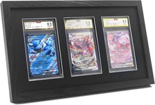 Graded Trading Card Display Case 3 PSA Slabs Sport Football Baseball Wood Frame