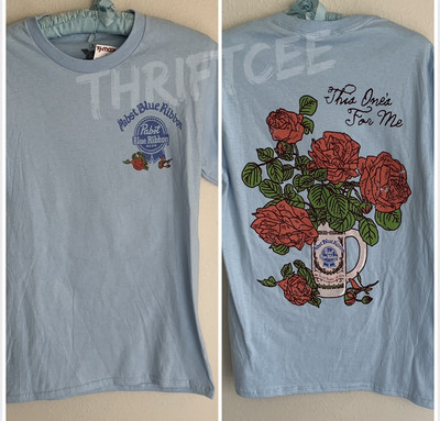 NEW S Pabst Blue Ribbon Rose T-shirt Beer Alcohol PBR One For Me Retro Style