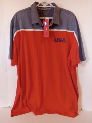 NWT Adidas USA Golf Polo Mens 2XL Red Gray Ultimate 365 UPF50 FP7086 - Picture 2 of 7