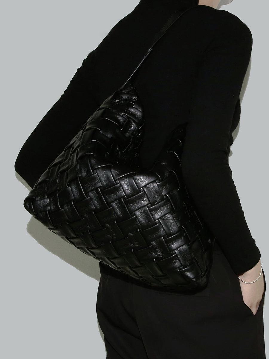 Handmade Soft Vegan Leather Woven Tote Bag for Women, Large Minimalist Commuter