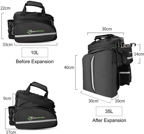 ROCKBROS Bike Rear Bag Cycling Carrier Bag Bicycle Travel Rear Pack Pannier 35L - Picture 2 of 9
