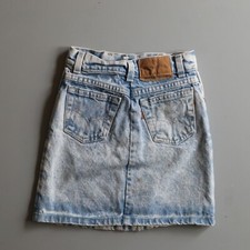 Vintage Girls Levis Denim Jean Mini Skirt Size 7 Acid Wash Kids Youth 21"