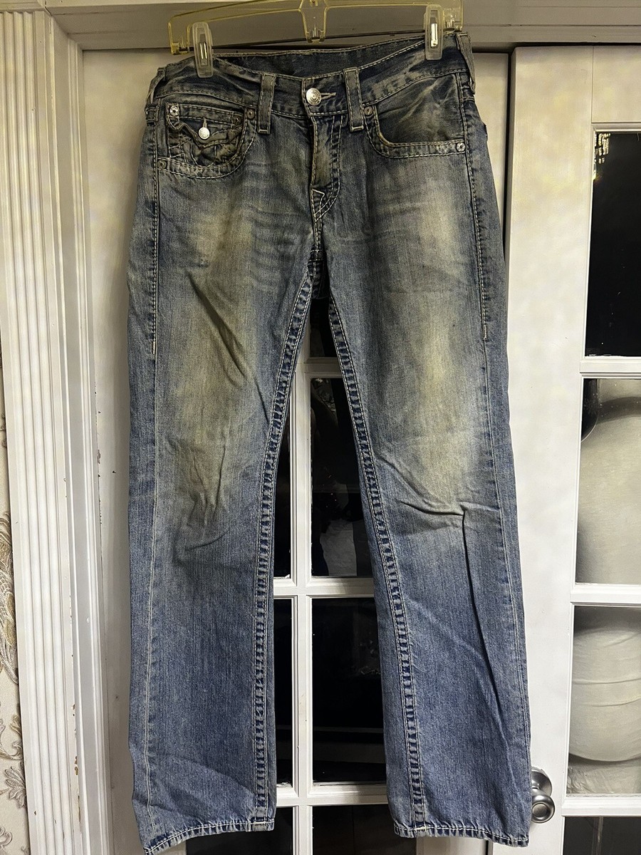 True Religion Men's Ricky Jeans Size 30x34 Faded Light Blue With