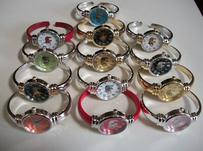 WOMEN'S MULTICOLOR FASHION NUMBER DIAL GOOD LUCK ELEPHANT CUFF  BANGLE WATCH