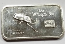 .999 Silver 1 oz Bar |  Watergate Bug | Nixon Watergate 113.93 per troy oz