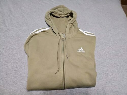 Adidas Sudadera con Capucha Hombre XLT/Sudadera con Cremallera/Verde Oliva Claro con ICÓNICO BLANCO Rayas/Logo - Imagen 21 de 23