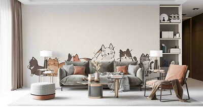 3D Cute Cat Pattern Wallpaper Wall Mural Removable Self-adhesive Sticker1820