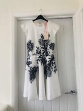 TED BAKER 2 UK 8 Wooland Toile floral print fit flare full skirt skater dress