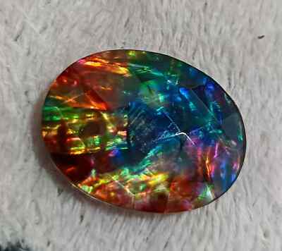 22.50 Ct Natural Ammolite Oval Opal-Like Organic Doublet Rare Loose GEMSTONE