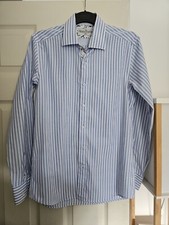 The Spitalfields Shirt Co. Blue Striped Slim Fit Shirt - Size 16