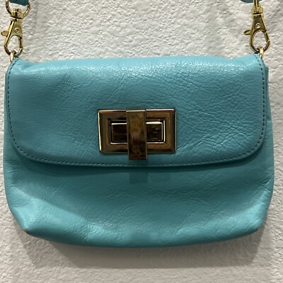 ROWALLAN CHELE JACLYN LEATHER CROSSBODY PURSE BLUE CURACAO SMALL