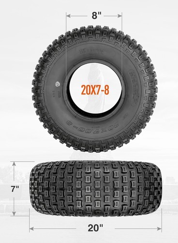 Premium Set Of 2 20x7-8 ATV Tires 4Ply Heavy Duty 20x7x8 Tubeless Replacement - Picture 4 of 8